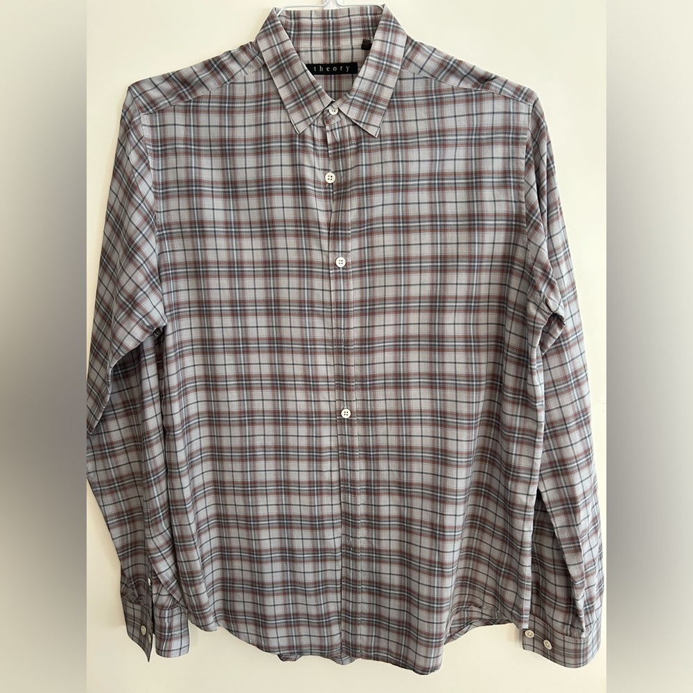 Theory Plaid Button Down